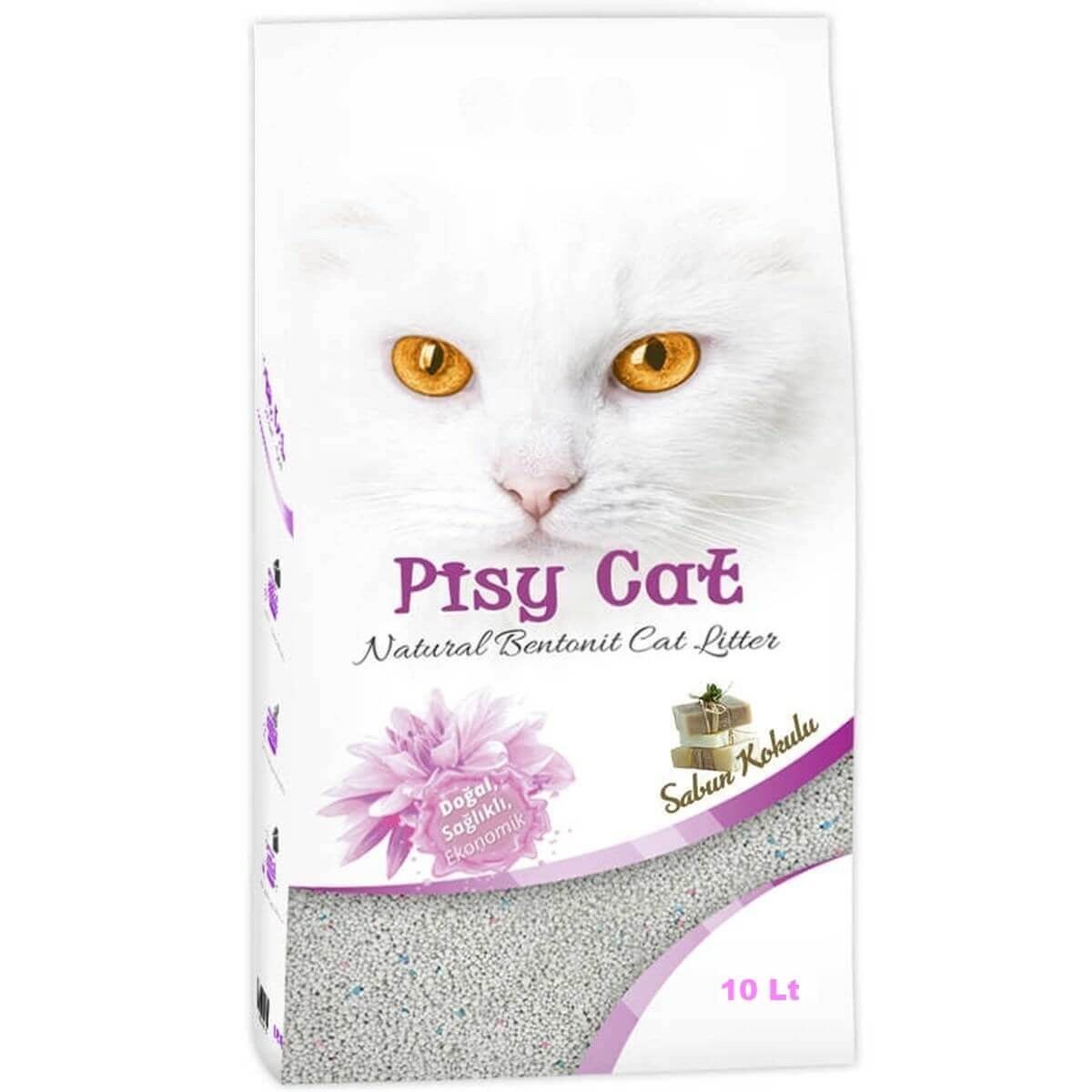 PisyCat Sabunlu Tozsuz Topaklaşan İnce Kedi Kumu 10Lt