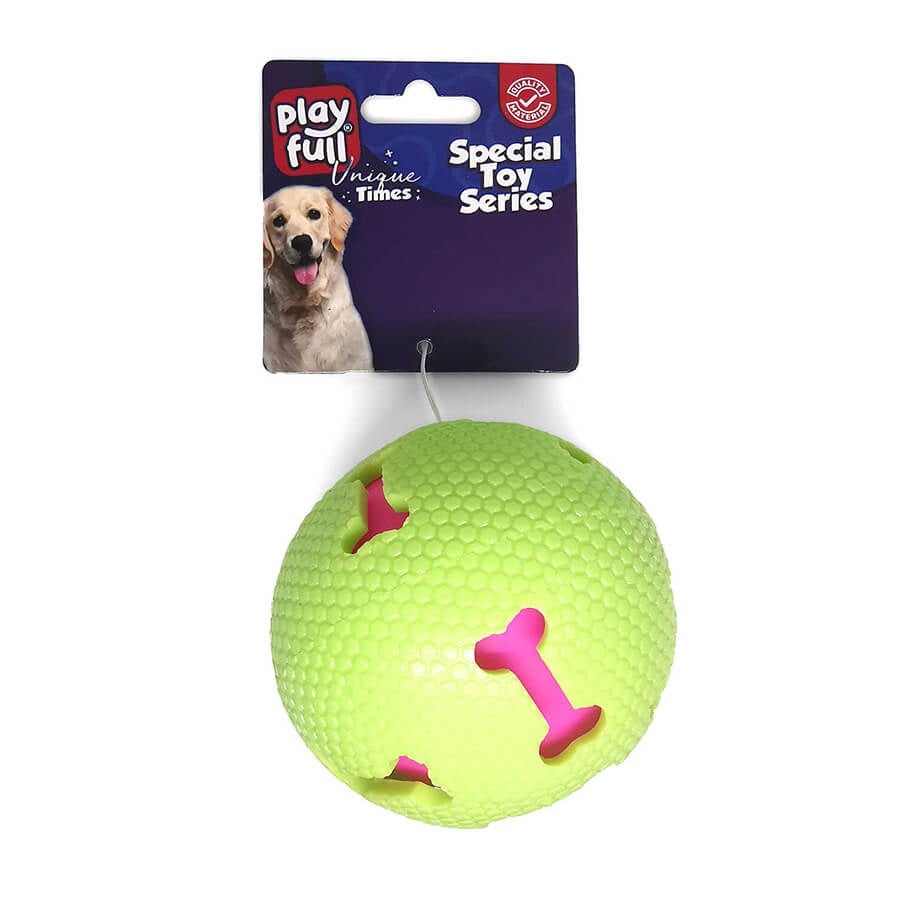 Playfull Öten Kemik Desenli Plastik Top Köpek Oyuncağı 7,5 Cm, KATEGORİSİZ, Playfull