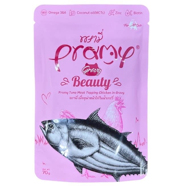 Pramy Sos İçinde Ton Balıklı ve Tavuklu Kedi Maması 70gr, Yetişkin Kedi Yaş Mama, Pramy
