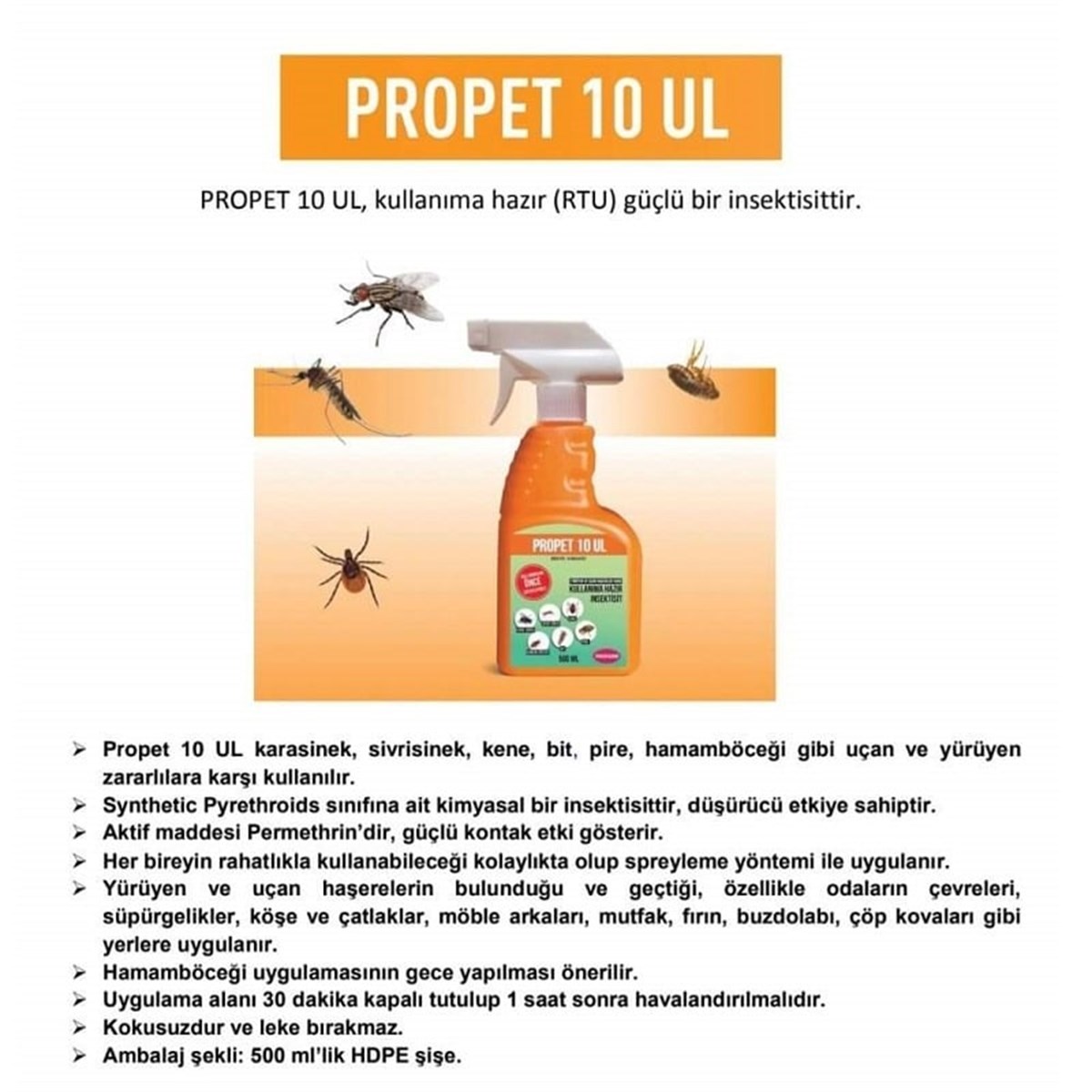 Profarm Propet 10UL Pire, Kene ve Haşere Spreyi 500ml