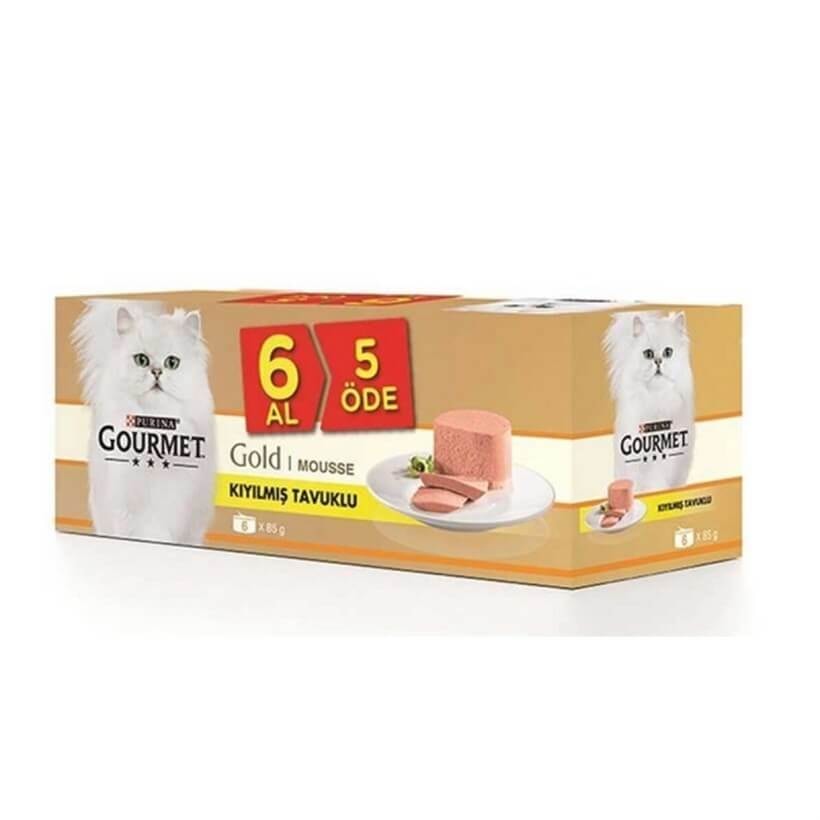 ProPlan Gourmet Gold Kıyılmış Tavuklu Kedi Konservesi 85 Gr 6 Al 5 Öde