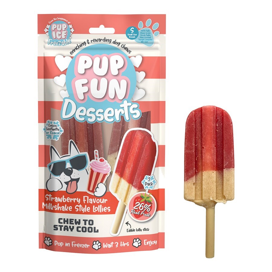 Pup Ice Milkshake Dondurulabilir Köpek Ödülü - Çilekli 2 Adet/60g, Köpek Atıştırmalıkları, Pup Ice