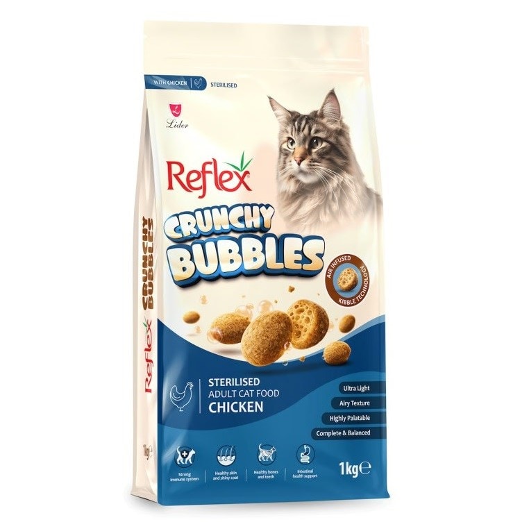 Reflex Crunchy Bubbles Tavuklu Kısır Kedi Maması 1 Kg, Yetişkin Kedi Maması, Reflex