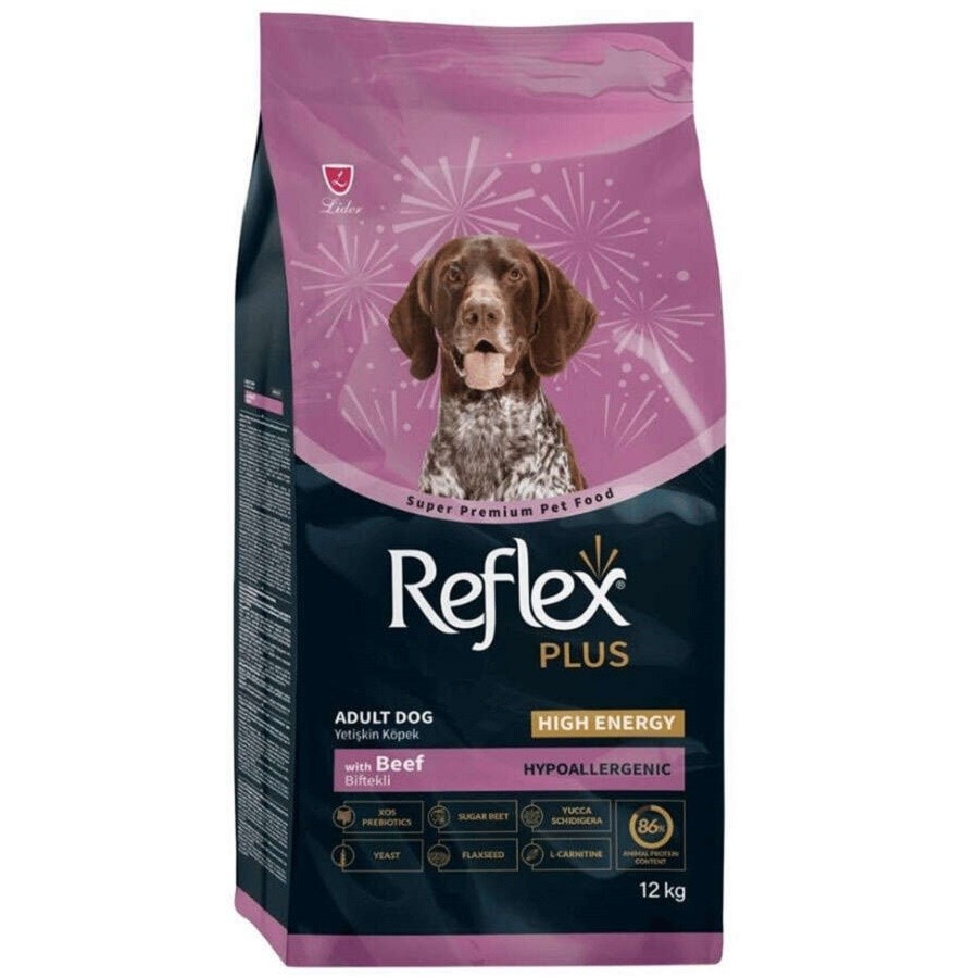 Reflex Plus Yüksek Enerjili Biftekli Köpek Maması 12 Kg, Yetişkin Köpek Maması, Reflex