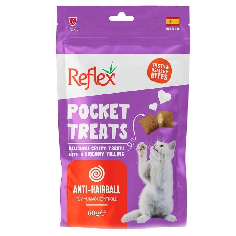 Reflex Pocket Treats Anti Hairball Kedi Ödülü 60 Gr, Kedi Ödül Maması, Reflex