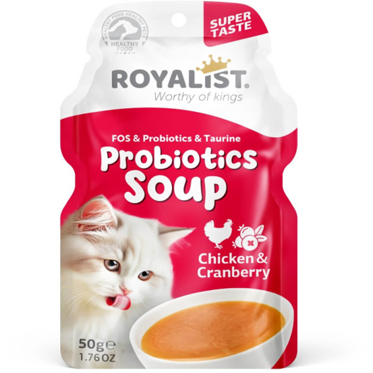Royalist Cat Probiotics Soup Chicken & Cranberry Kedi Çorbası 50 Gr, Kedi Ödül Maması, Royalist