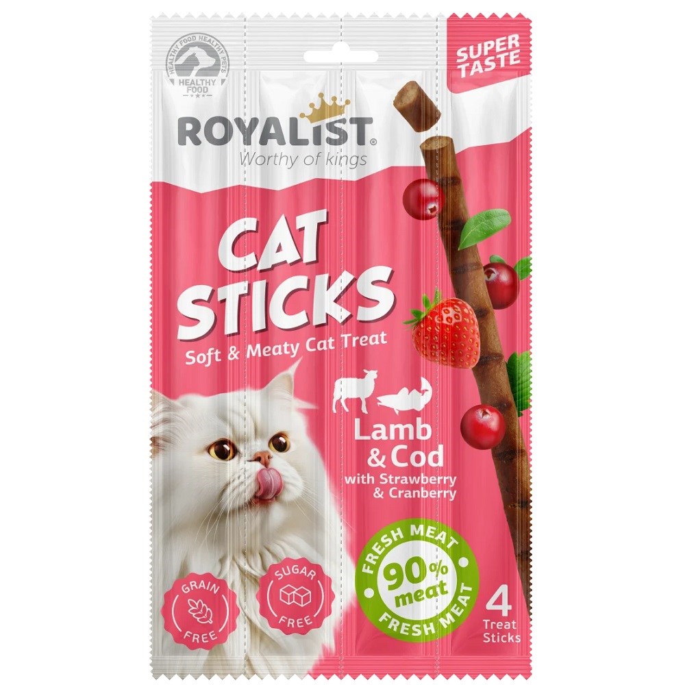Royalist Cat Sticks Lamb&Cod Kedi Ödül Çubuğu 4x5Gr, Kedi Ödül Maması, Royalist