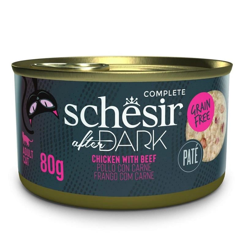 Schesir After Dark Pate Tavuklu ve Sığır Etli Kedi Konservesi 80gr, Yetişkin Kedi Yaş Mama, Schesir