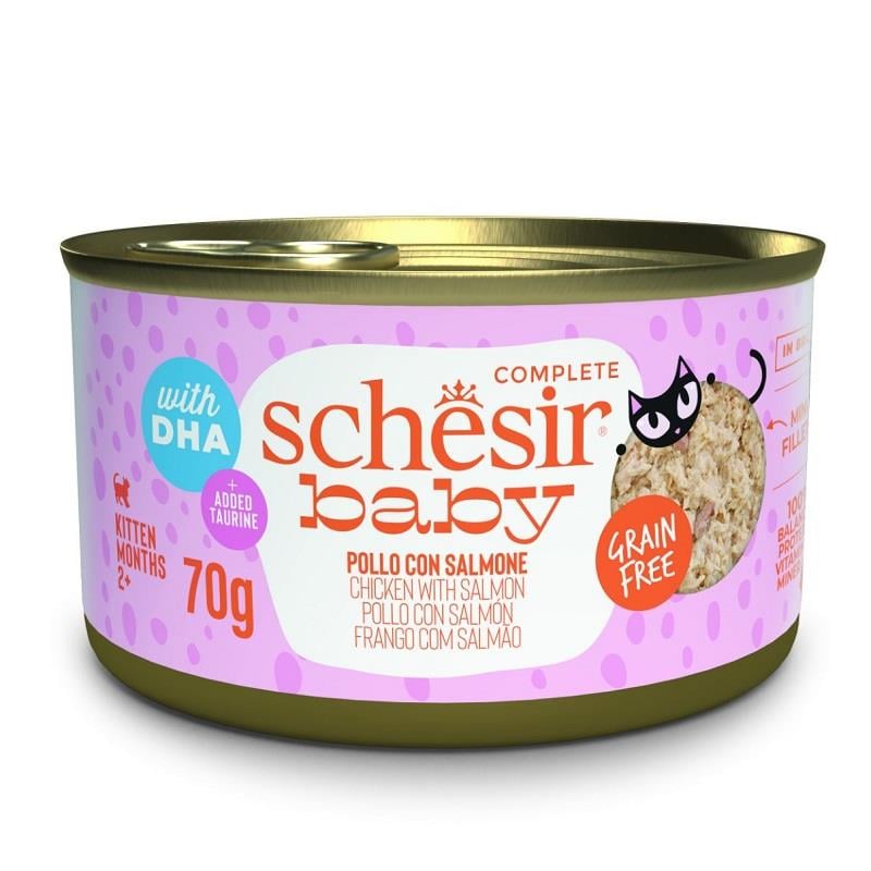 Schesir Babycat Tavuklu ve Somon Balıklı Yavru Kedi Konservesi 70gr, Yavru Kedi Yaş Mama, Schesir