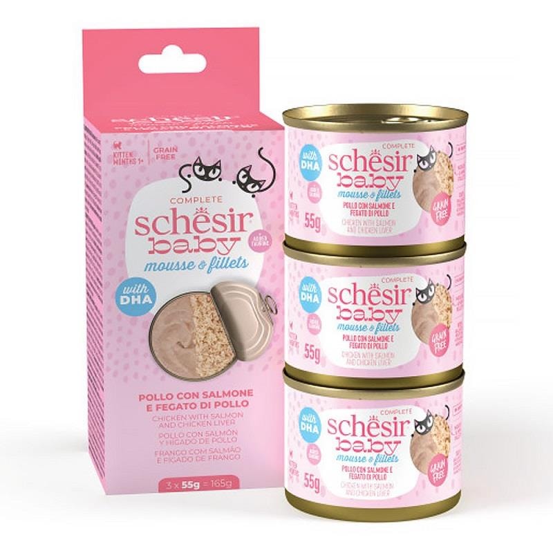 Schesir Babycat Yavru Kedi Konservesi 3x55gr, Yavru Kedi Yaş Mama, Schesir