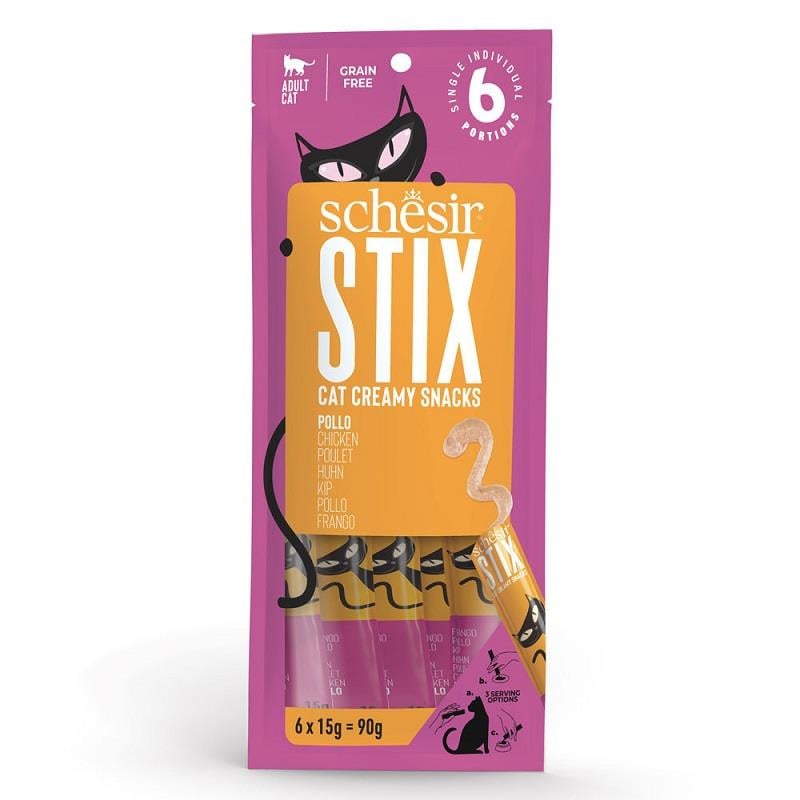 Schesir Cat Stix Tavuklu Krema Kedi Ödülü 6x15gr, Kedi Ödül Maması, Schesir