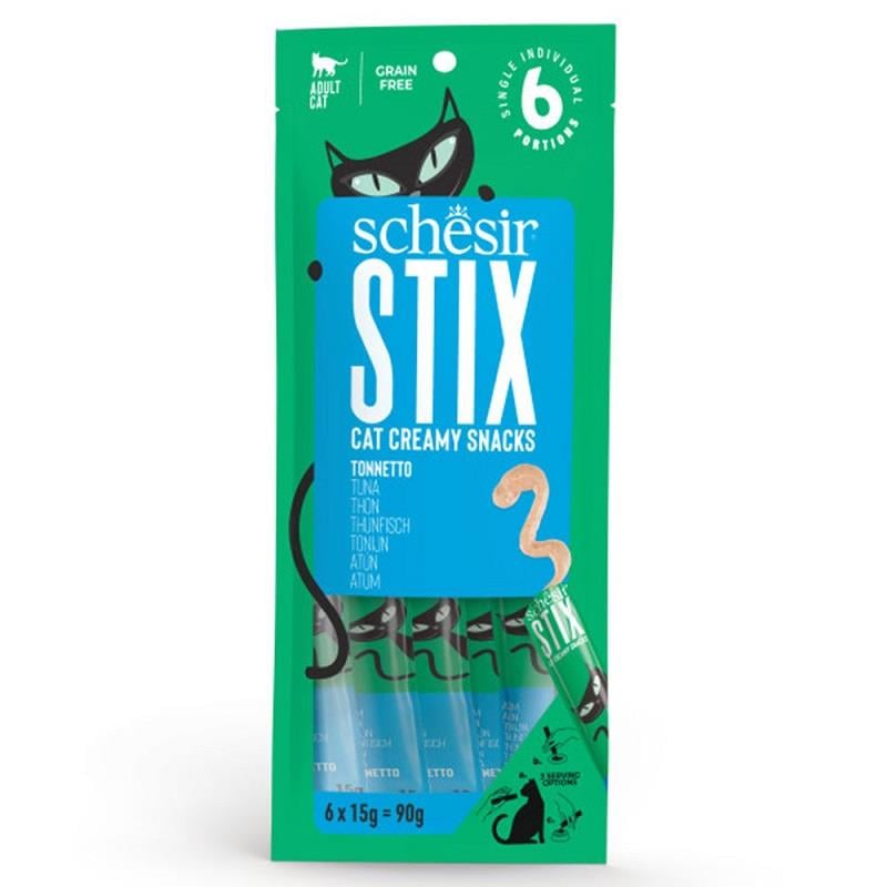 Schesir Cat Stix Ton Balıklı Krema Kedi Ödülü 6x15gr, Kedi Ödül Maması, Schesir