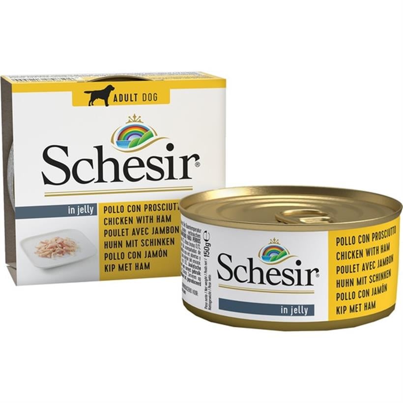 Schesir Domuzlu Tavuk Filetolu Köpek Konservesi 150 Gr, Yaş Yetişkin Köpek Maması, Schesir