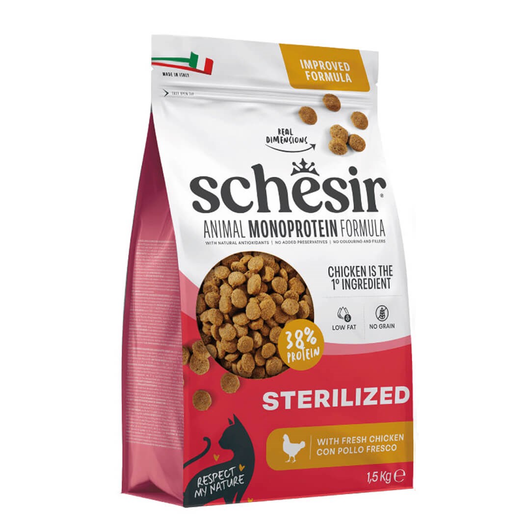 Schesir Monoprotein Tavuklu Kısırlaştırılmış Yetişkin Kedi Maması 1,5 Kg, Kısırlaştırılmış Kedi Maması, Schesir