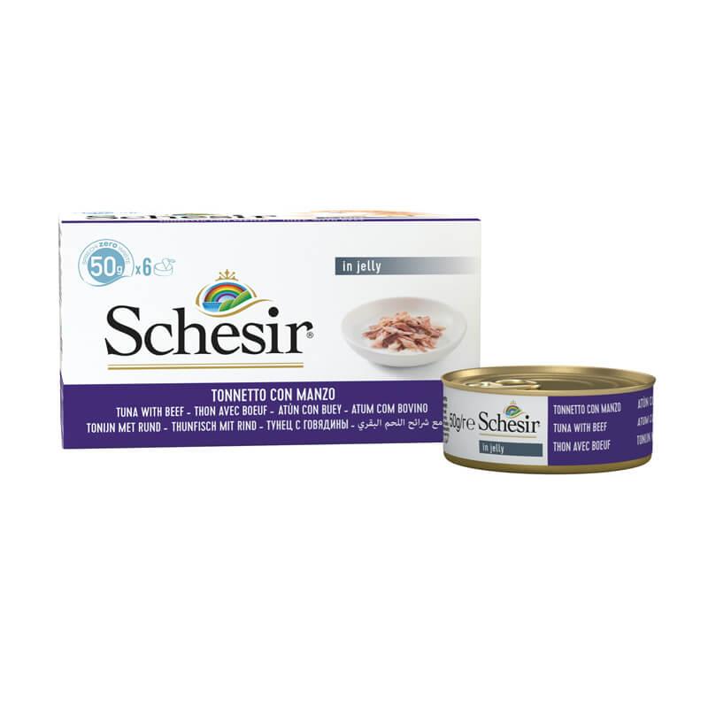 Schesir Ton Balıklı Biftekli Jöleli Kedi Konservesi 50 Gr 6 Al 5 Öde, Yetişkin Kedi Yaş Mama, Schesir