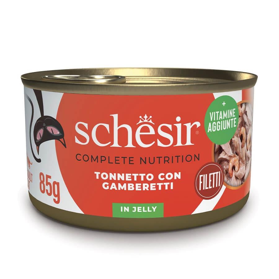Schesir Ton Balıklı Karidesli Jöleli Kedi Konservesi 85 Gr, Yetişkin Kedi Yaş Mama, Schesir