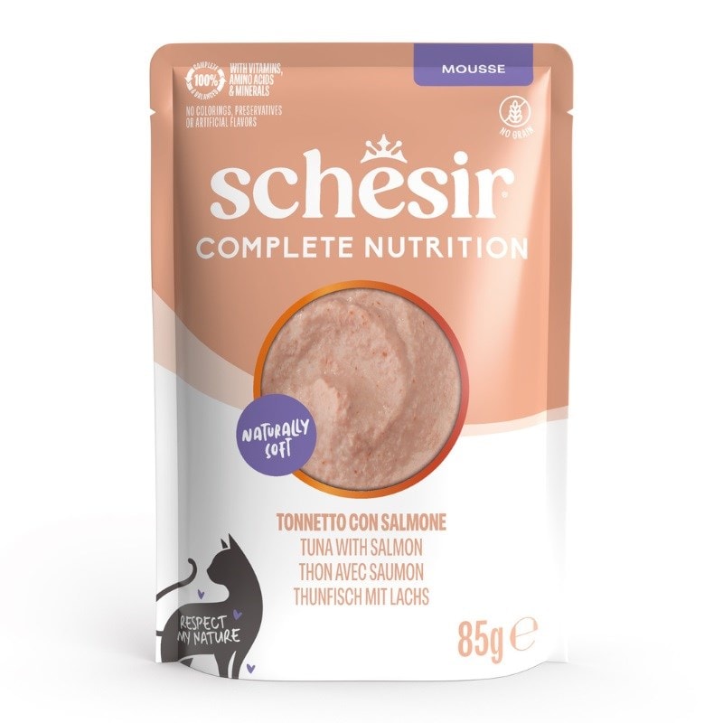 Schesir Ton Balıklı - Somonlu Mus Kedi Pouch Maması 85 Gr, Yetişkin Kedi Yaş Mama, Schesir