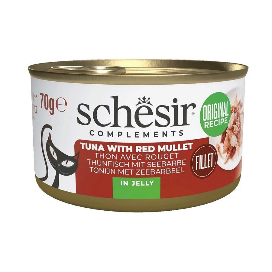 Schesir Ton ve Barbun Balıklı Jöle İçinde Kedi Konservesi 70g, Yetişkin Kedi Yaş Mama, Schesir