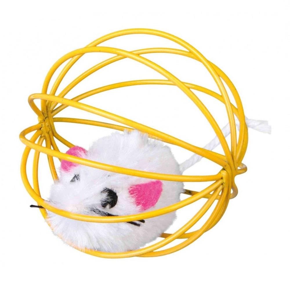 Trixie Kedi Top İçinde Fare Peluş Oyuncak 6cm Çeşitli Renklerde, Kedi Topu, Trixie