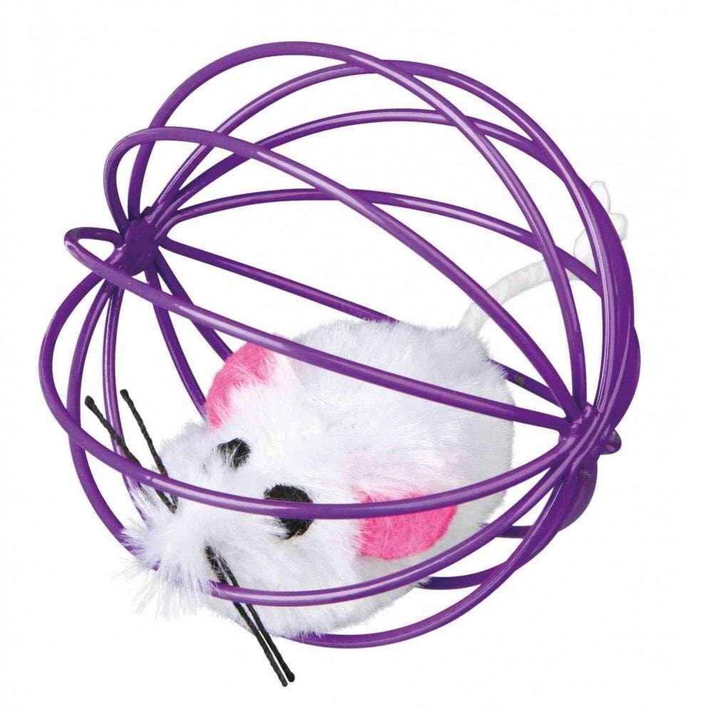 Trixie Kedi Top İçinde Fare Peluş Oyuncak 6cm Çeşitli Renklerde, Kedi Topu, Trixie