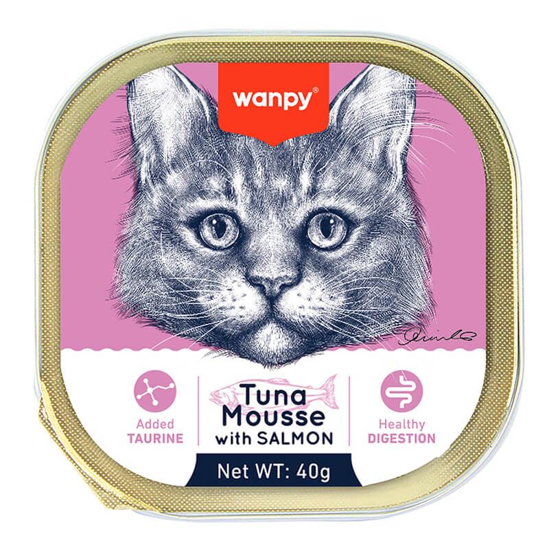 Wanpy Kedi Ton Balıklı & Somonlu Alutray Yaş Mama 40g, Yetişkin Kedi Yaş Mama, Wanpy