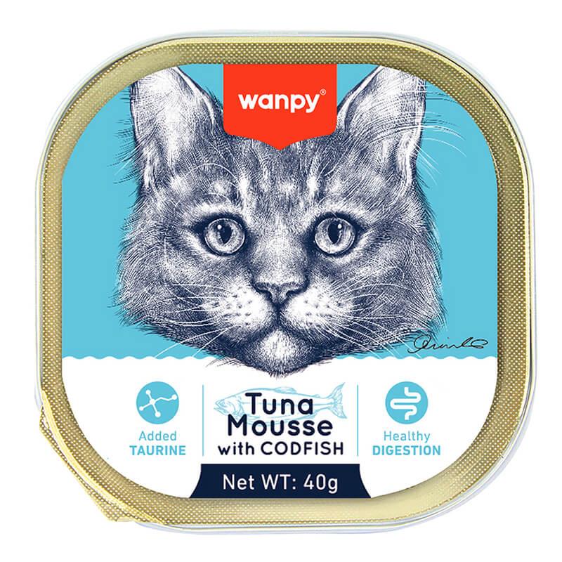 Wanpy Kedi Ton & Morina Balıklı Alutray Yaş Mama 40g, Yetişkin Kedi Yaş Mama, Wanpy