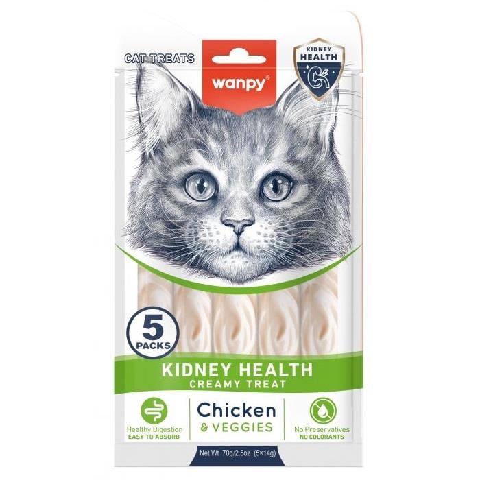 Wanpy Kidney Health Tavuk&Sebzeli Kedi Ödülü 5x14gr, Kedi Ödül Maması, Wanpy