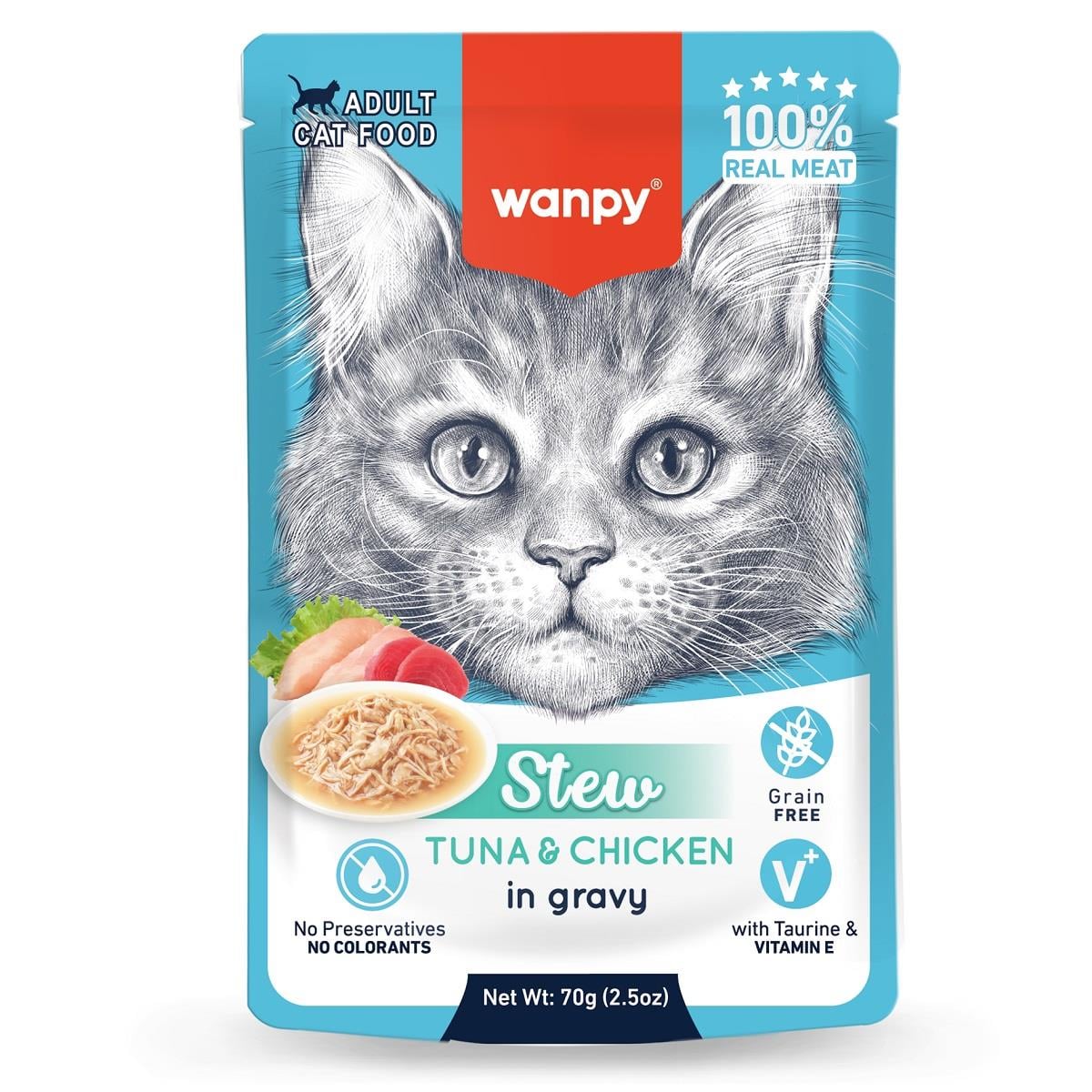Wanpy Pouch Tavuklu Yaş Kedi Maması 70g, Yetişkin Kedi Yaş Mama, Wanpy