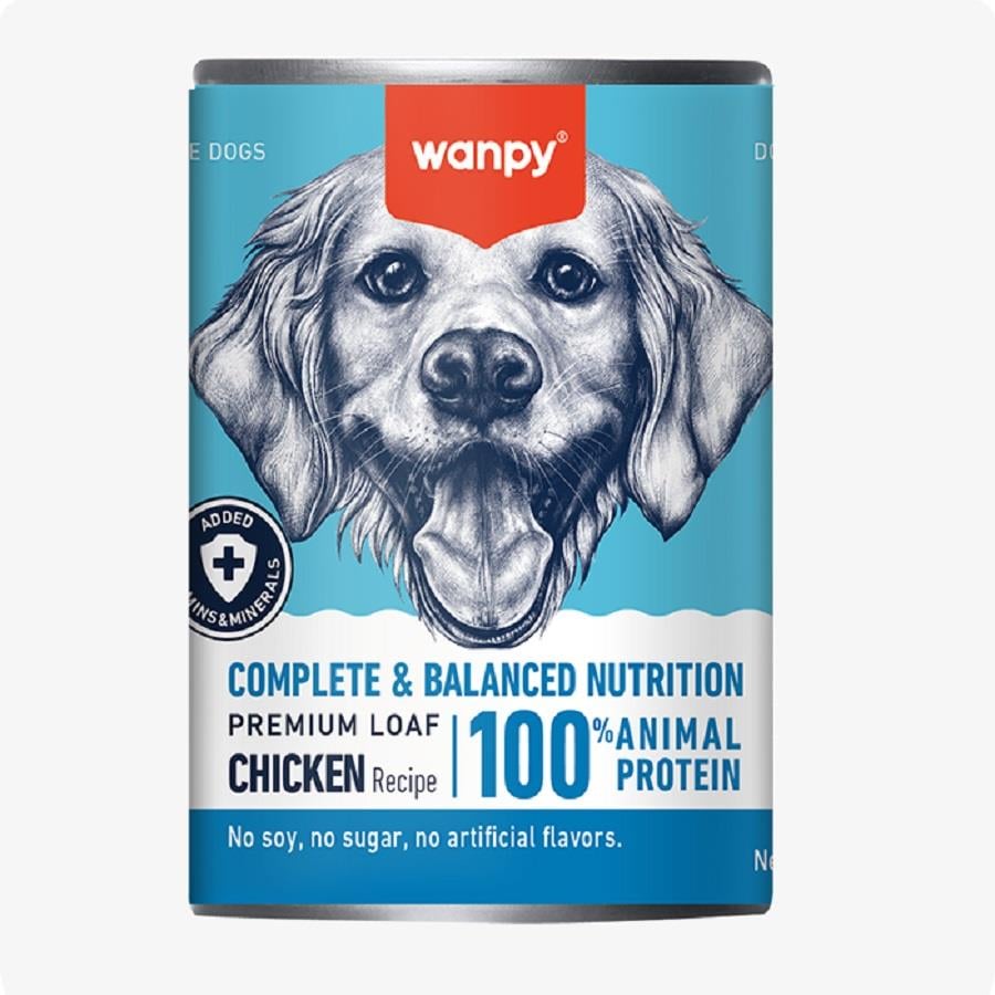 Wanpy Tahılsız %100 Tavuk Etli Köpek Konservesi 375 gr, Yetişkin Kedi Yaş Mama, Wanpy