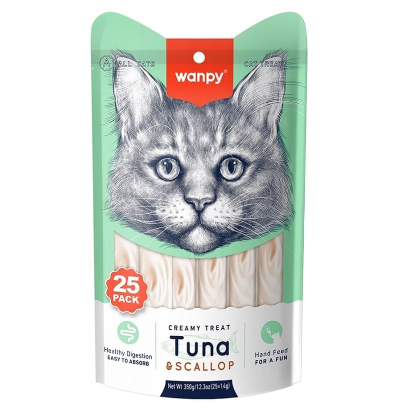 Wanpy Ton&Deniz Taraklı Krema Kedi Ödülü 25*14 gr, Kedi Ödül Maması, Wanpy