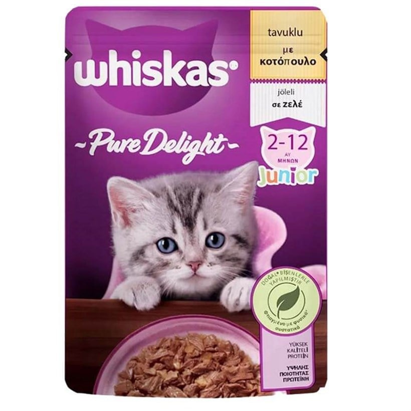 Whiskas Pure Delight Tavuklu Yavru Kedi Maması 85 gr, Yavru Kedi Yaş Mama, Whiskas