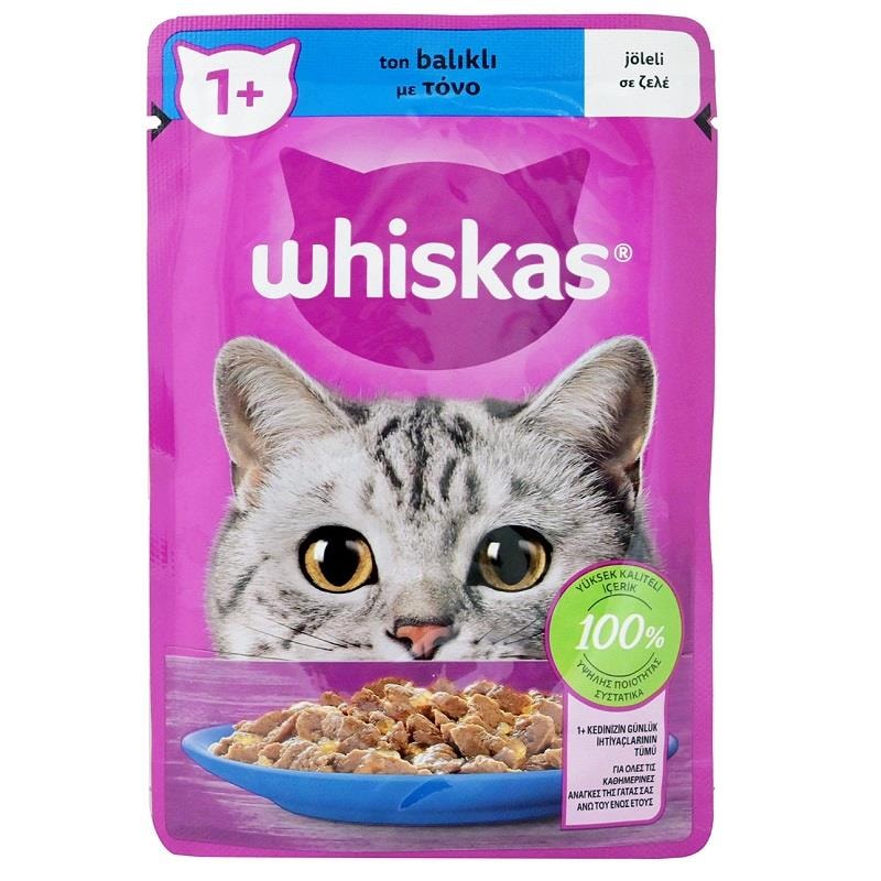 Whiskas Ton Balıklı Jöleli Kedi Konserve Maması 85 gr, Yetişkin Kedi Yaş Mama, Whiskas