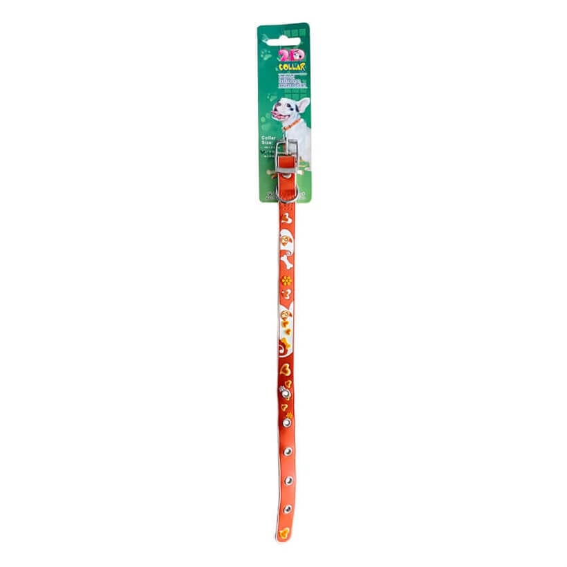 Yankel Kalp Desenli Köpek Boyun Tasması 30-40 cm Turuncu