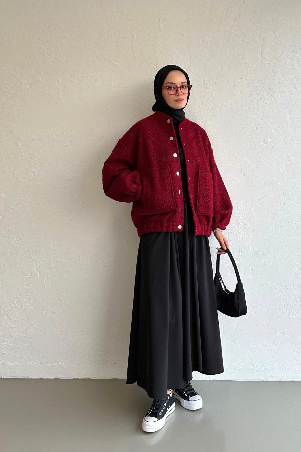 Bordo Hill Bomber Ceket