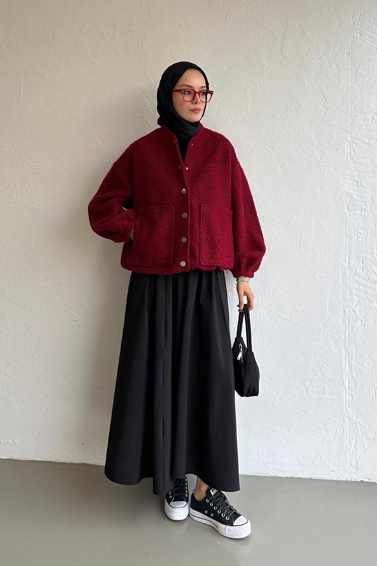 Bordo Hill Bomber Ceket