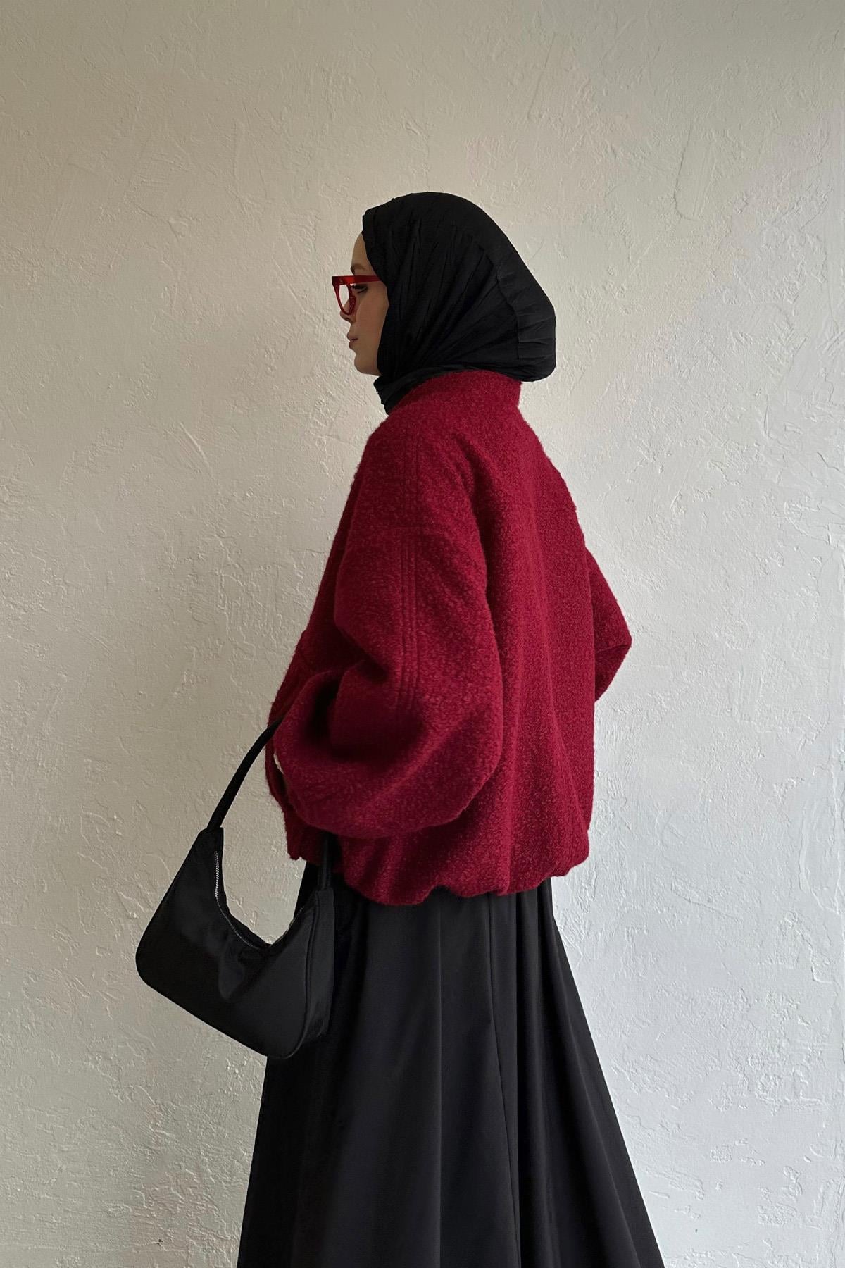 Bordo Hill Bomber Ceket