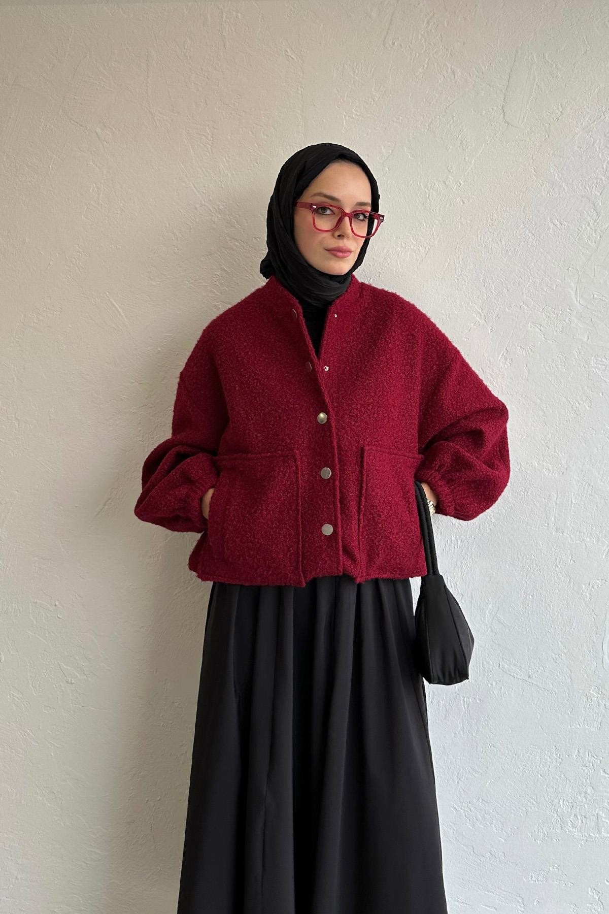 Bordo Hill Bomber Ceket