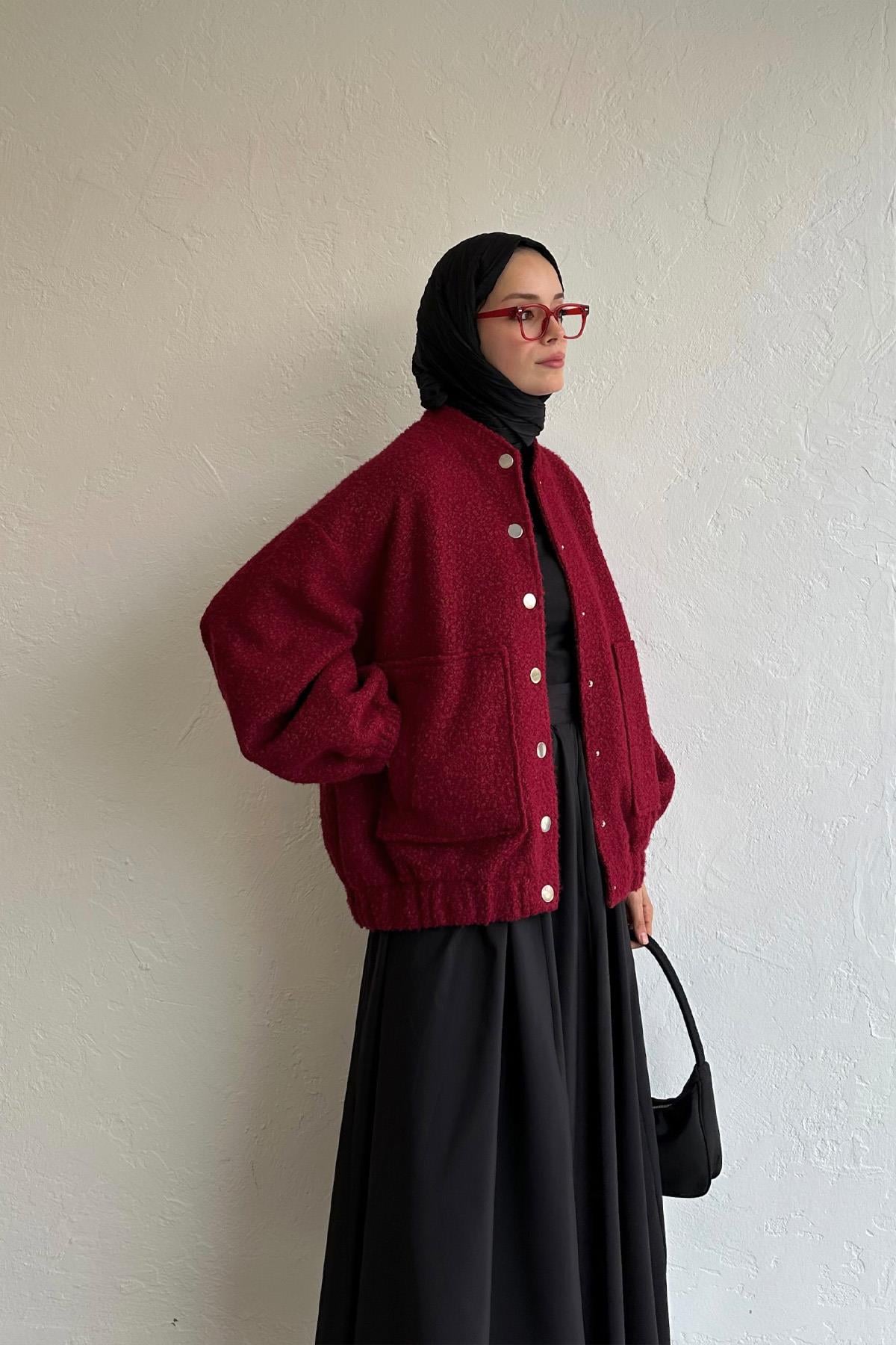 Bordo Hill Bomber Ceket