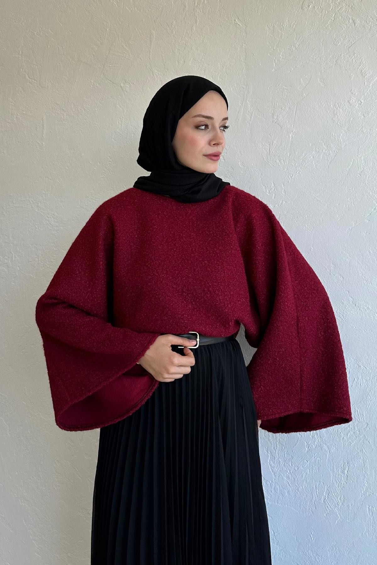 Bordo Scarlet Buklet Bluz 