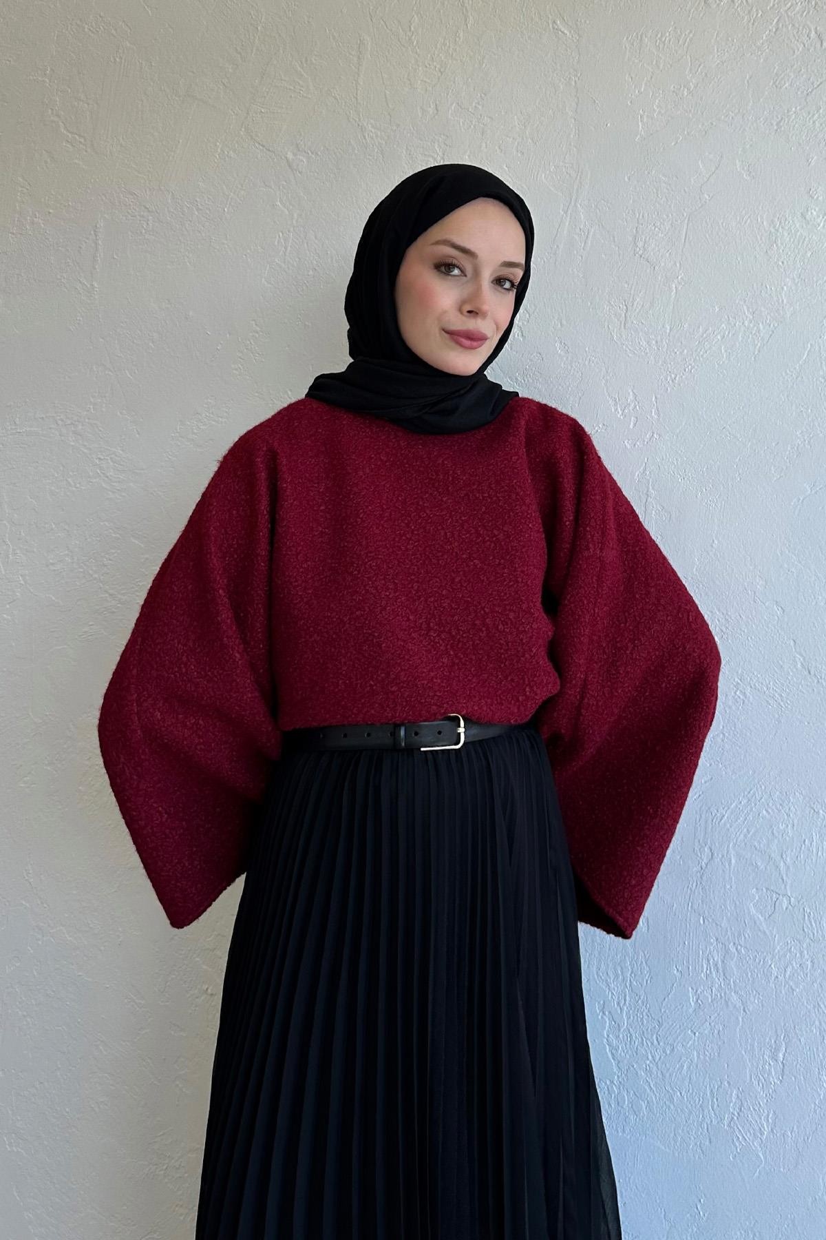 Bordo Scarlet Buklet Bluz 