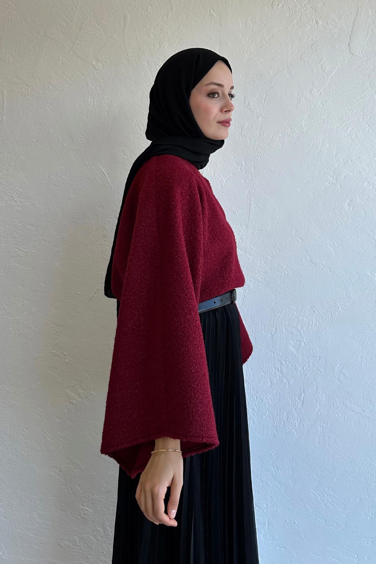 Bordo Scarlet Buklet Bluz 