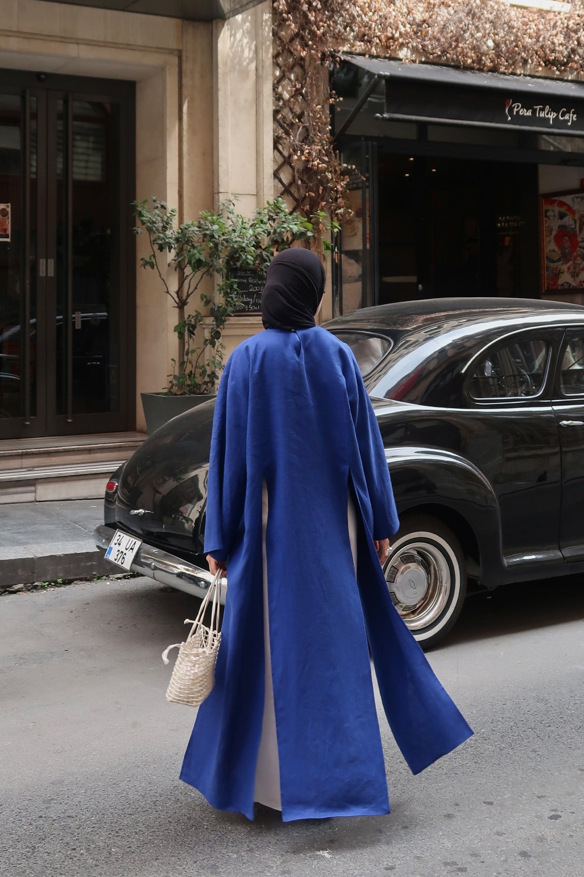 Kheesa Yırtmaç Detaylı Keten Bluz Saks Mavisi