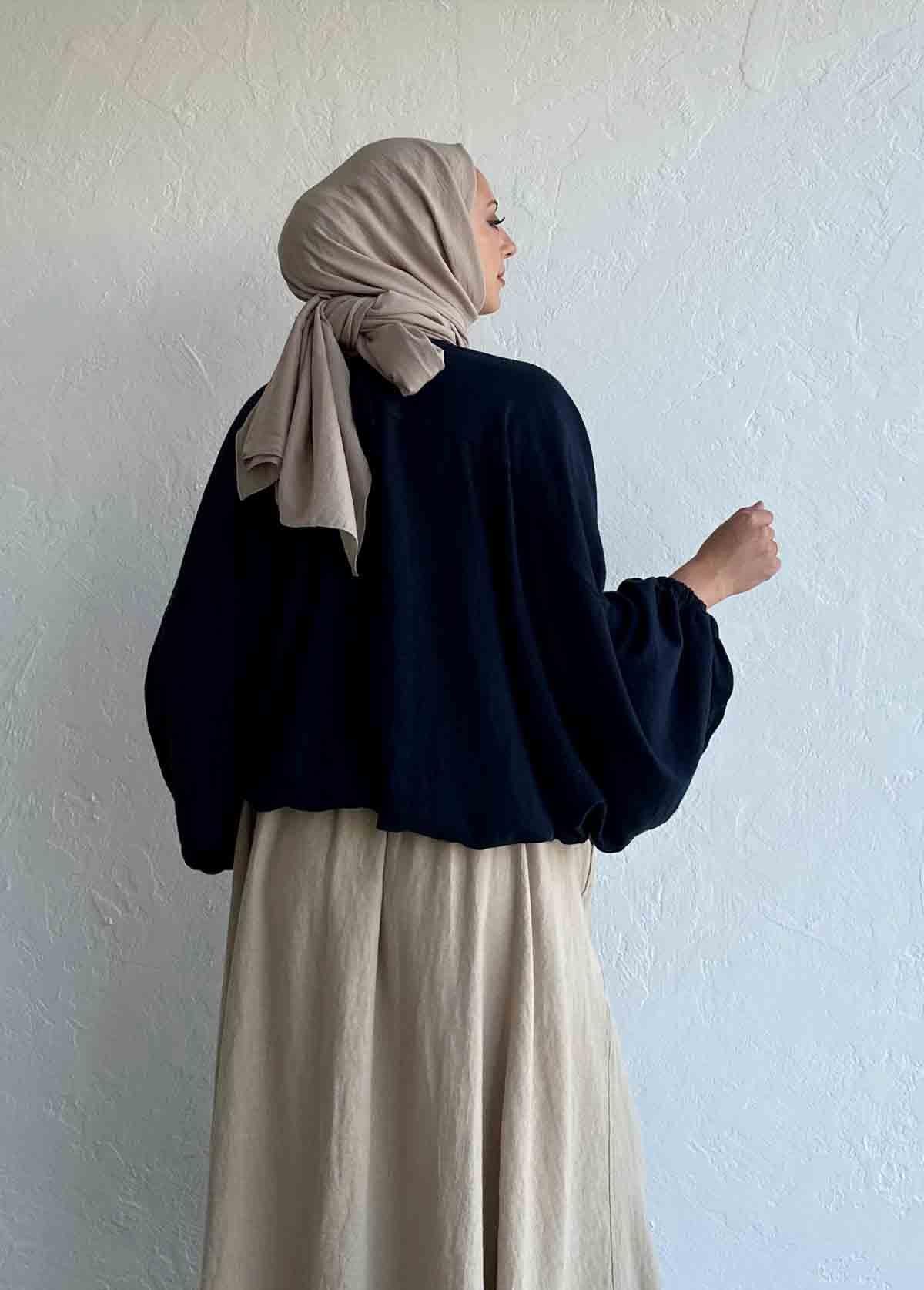 Lacivert Cosetta Ham Keten Gömlek