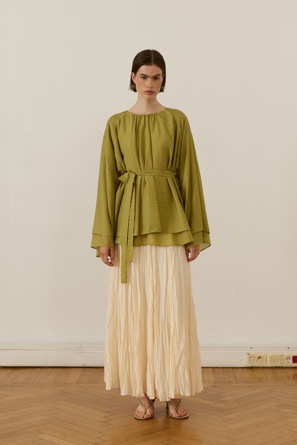 Medisa Dökümlü Bluz Olive