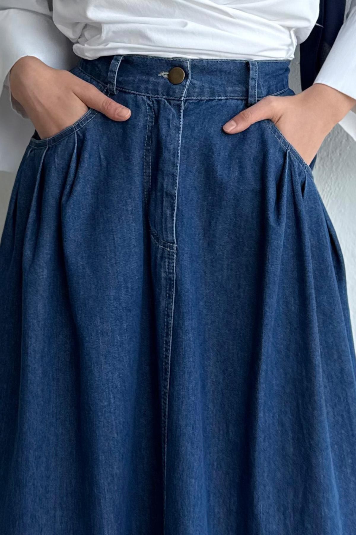 Navy Denim Etek
