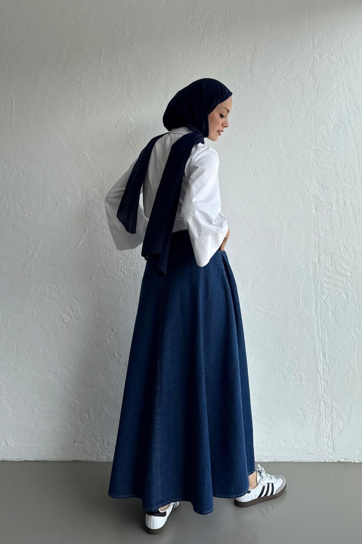 Navy Denim Etek
