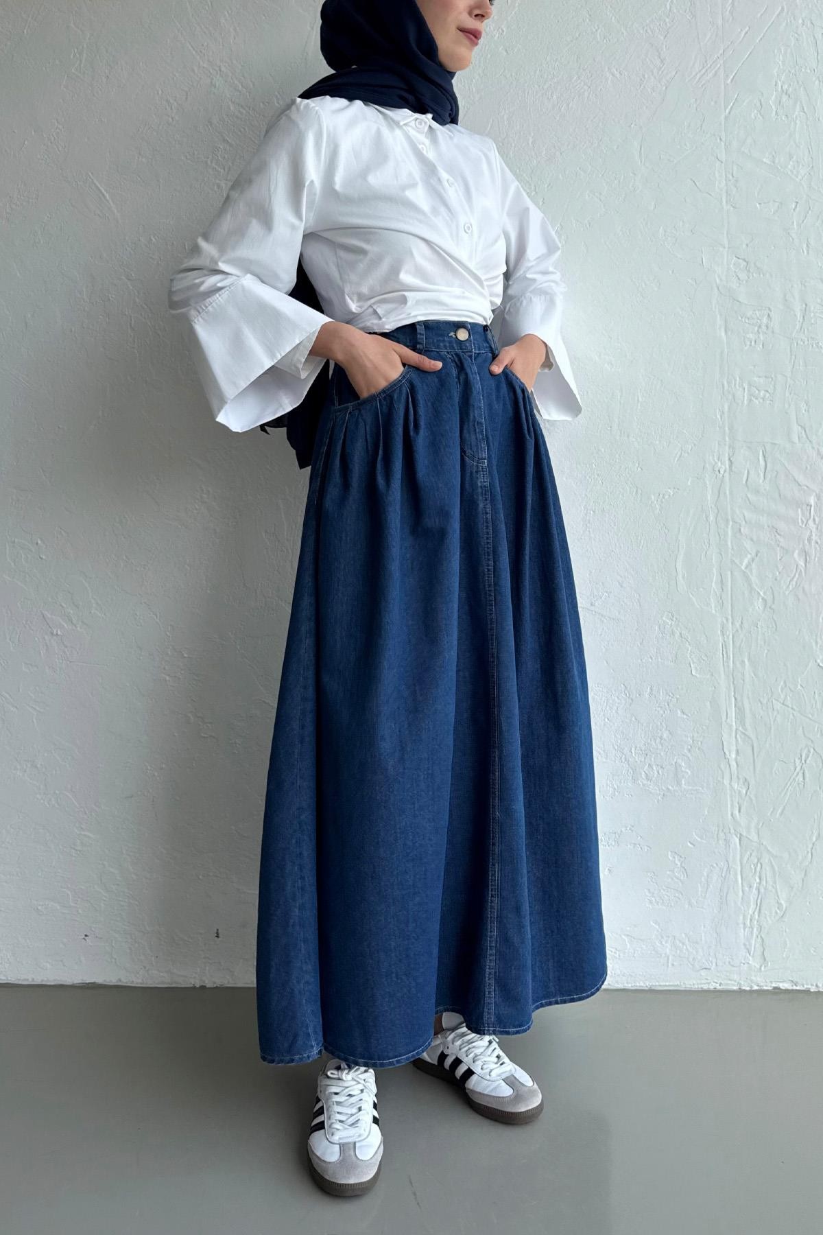 Navy Denim Etek