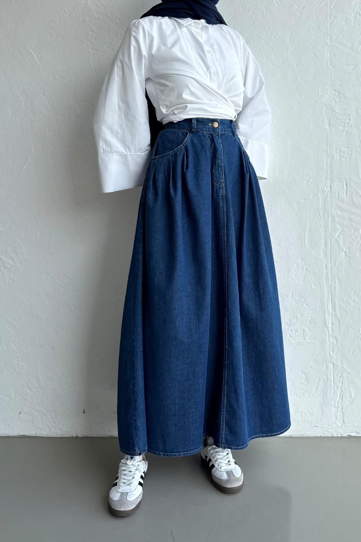 Navy Denim Etek