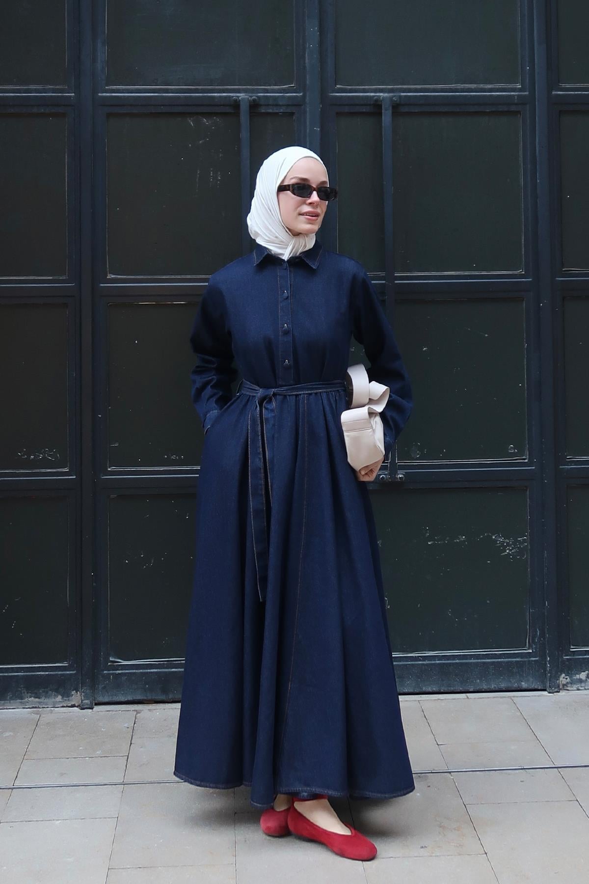 Nayra Denim Elbise Lacivert