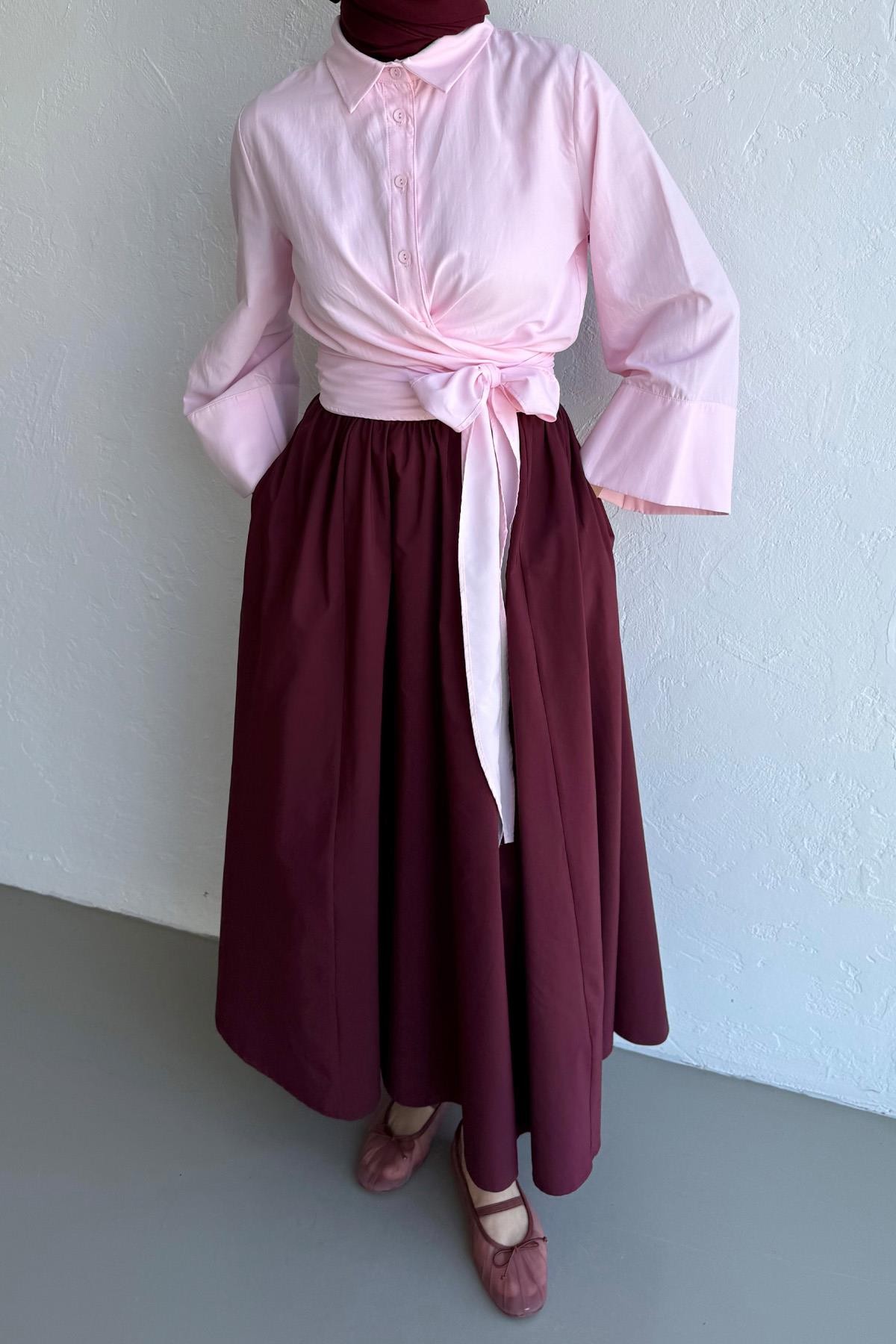 Pembe Valeria Poplin Gömlek